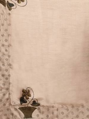 Grey embroidered poly silk saree with blouse 4