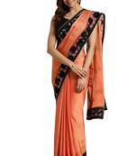 Orange embroidered poly silk saree with blouse