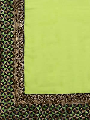 Green embroidered poly silk saree with blouse 4