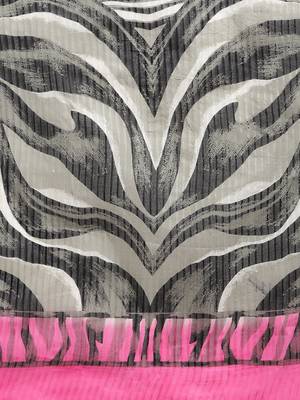 Pink Printed cotton saree with blouse 4