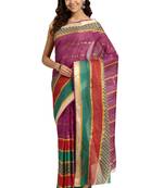 Purple woven cotton saree with blouse