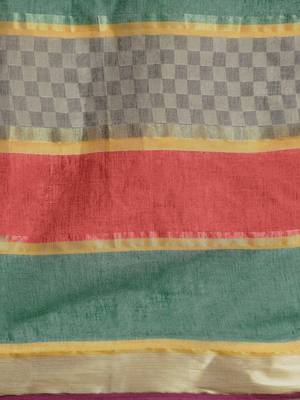 Purple woven cotton saree with blouse 4
