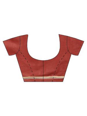 Maroon woven cotton saree with blouse 3