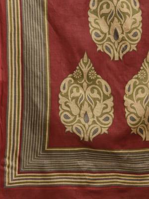 Maroon woven cotton saree with blouse 4