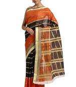 Black woven cotton saree with blouse