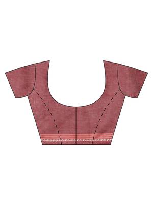 Maroon Printed cotton saree with blouse 3