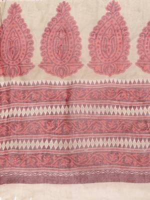 Maroon Printed cotton saree with blouse 4