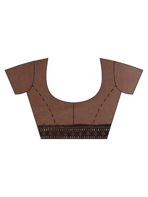 Brown embroidered faux georgette saree with blouse 3