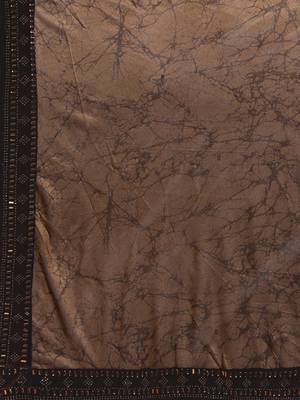 Brown embroidered faux georgette saree with blouse 4