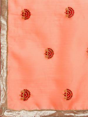 Orange embroidered chanderi saree with blouse 4