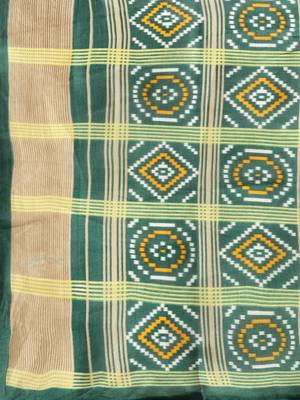 White Printed poly silk saree with blouse 4