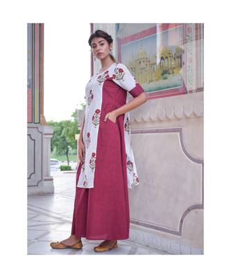maroon printed cotton dresses 2