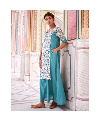 turquoise printed cotton dresses 1
