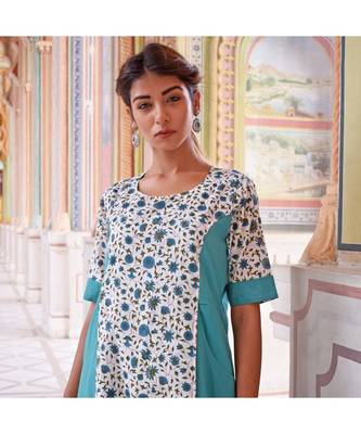 turquoise printed cotton dresses 3