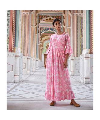 pink printed cotton dresses 2