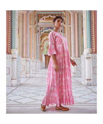 pink printed cotton dresses 3