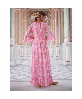 pink printed cotton dresses 5
