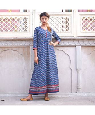 blue printed cotton dresses 1