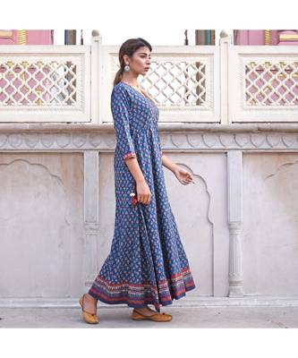 blue printed cotton dresses 5