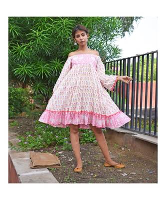 pink printed cotton dresses 2