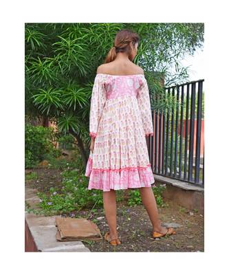 pink printed cotton dresses 5