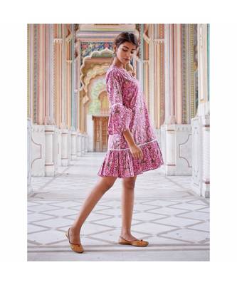 purple printed cotton dresses 3