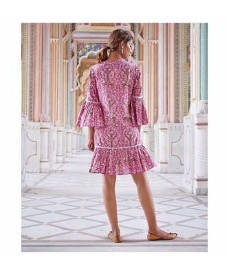 purple printed cotton dresses 5