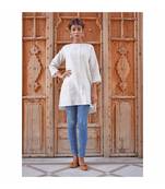 Off white printed cotton dresses