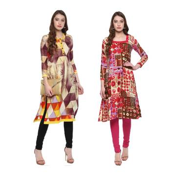 multicolour crepe combo straight kurtis 1