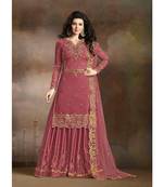 Pink Designer Heavy Work Sharara Suit with Net Dupatta