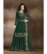 Green Designer Heavy Work Sharara Suit with Net Dupatta