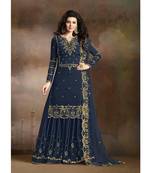 Blue Designer Heavy Work Sharara Suit with Net Dupatta