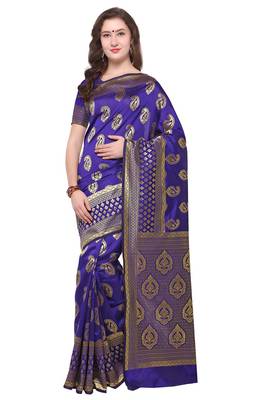 Blissta Women's Woven Blue Banarasi Saree With Rich Pallu 1