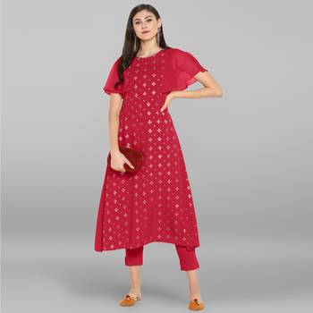 Janasya Women's Light Green Poly Crepe Kurta With Pant 1