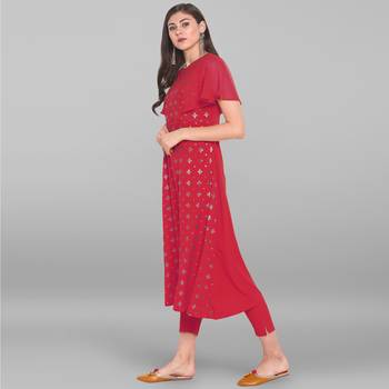 Janasya Women's Light Green Poly Crepe Kurta With Pant 3