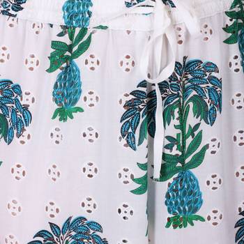 Women Cotton White And Green Printed Palazzo Pants 5