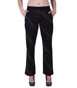 Women Cotton Black Flared Bottom Trouser  Pants With Kantha Embroidery