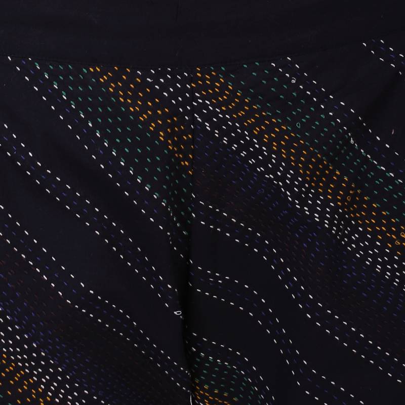 Women Cotton Black Flared Bottom Trouser  Pants With Kantha Embroidery