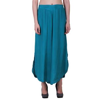 Rayon Sky Blue Flared Bottom Palazzo Pants For Women 1