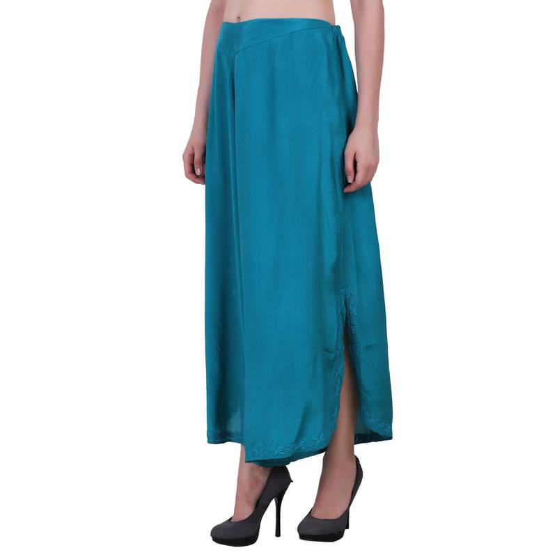 Rayon Sky Blue Flared Bottom Palazzo Pants For Women