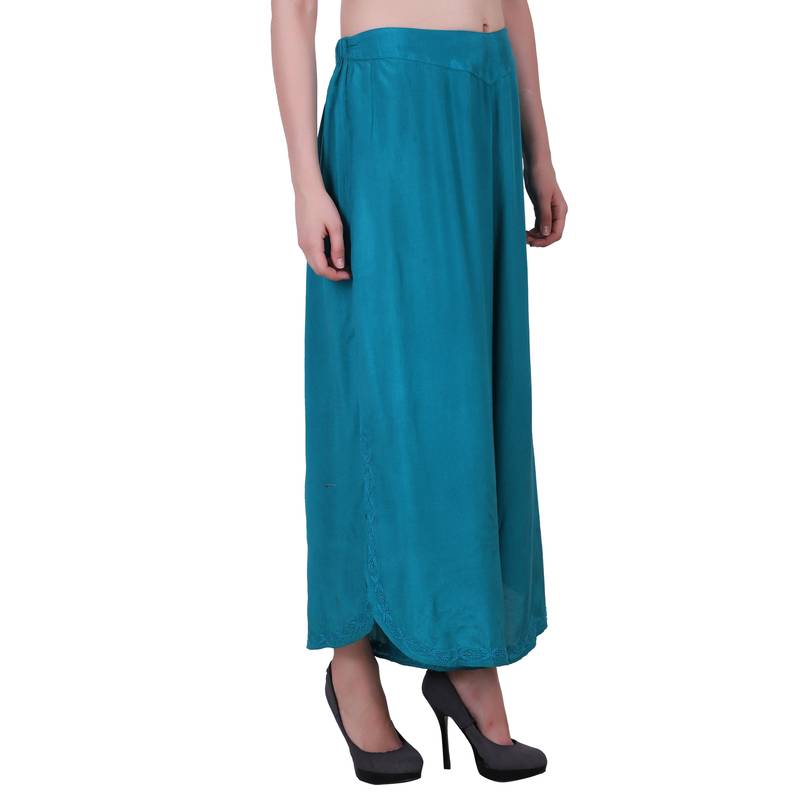 Rayon Sky Blue Flared Bottom Palazzo Pants For Women