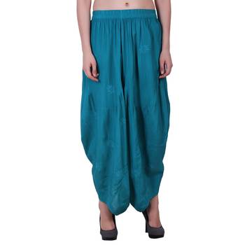 Rayon Sky Blue Harem Pants For Women 1