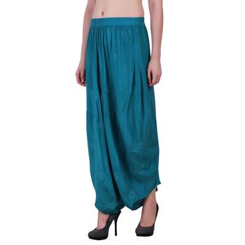 Rayon Sky Blue Harem Pants For Women 2