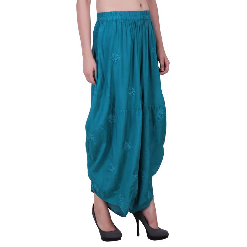 Rayon Sky Blue Harem Pants For Women