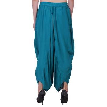Rayon Sky Blue Harem Pants For Women 4