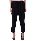 Women Cotton Black Solid Capri