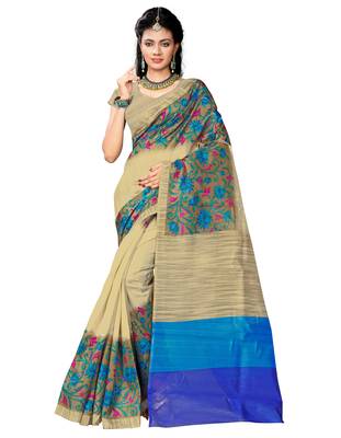Multicolor Printed Art Silk Saree With Blouse 1
