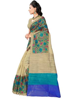 Multicolor Printed Art Silk Saree With Blouse 3