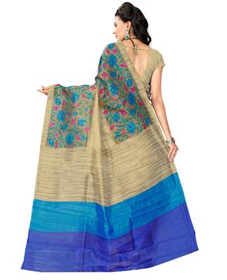Multicolor Printed Art Silk Saree With Blouse 4
