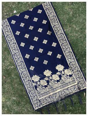 Navy Blue Woven Banarasi Dupatta 1